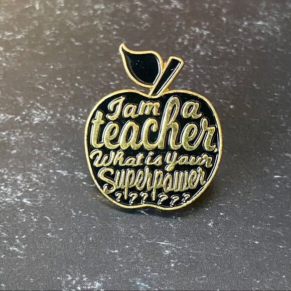 Teacher Black Apple Enamel Pin/ Brooch - Picture 2 of 6